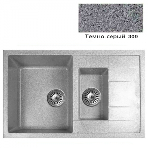 Мойка кухонная гранитная Ulgran U-205 (цвет темно-серый, код 309)