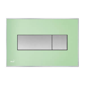 Кнопка смыва AlcaPLAST M1372 (корпус - пластик, кнопка - металл, цвет зеленый-матовый/хром)